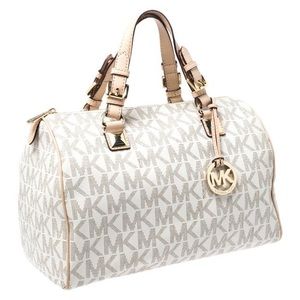 Michael Kors Ivory/Beige Signature Boston Bag